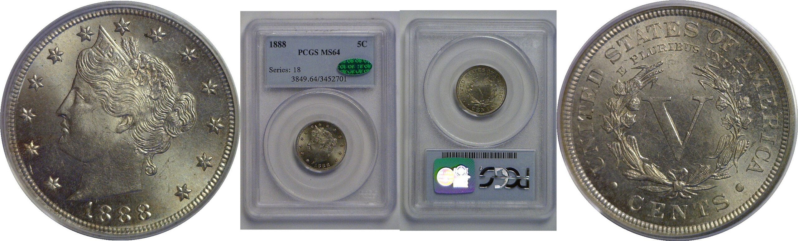 1888 Liberty Nickel   PCGS MS-64 CAC