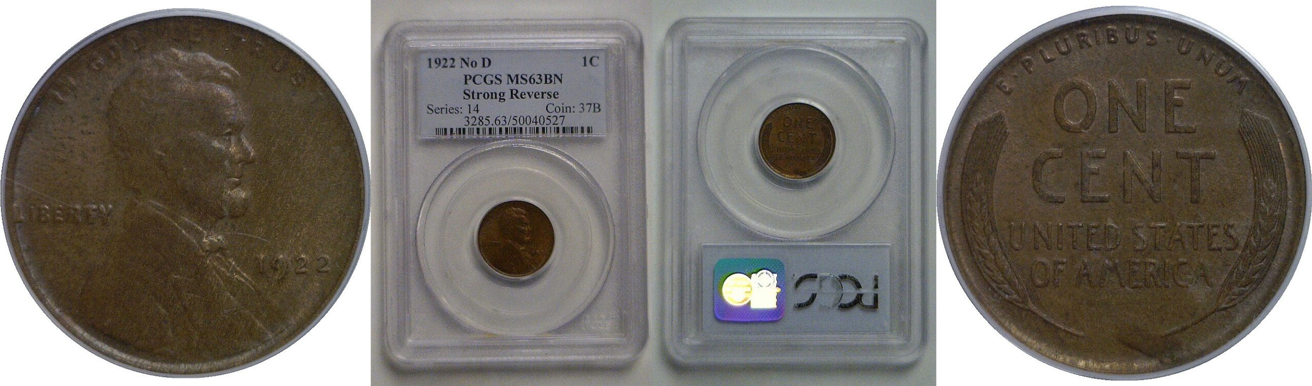 1922 No D  Lincoln Cent    PCGS MS-63 BN