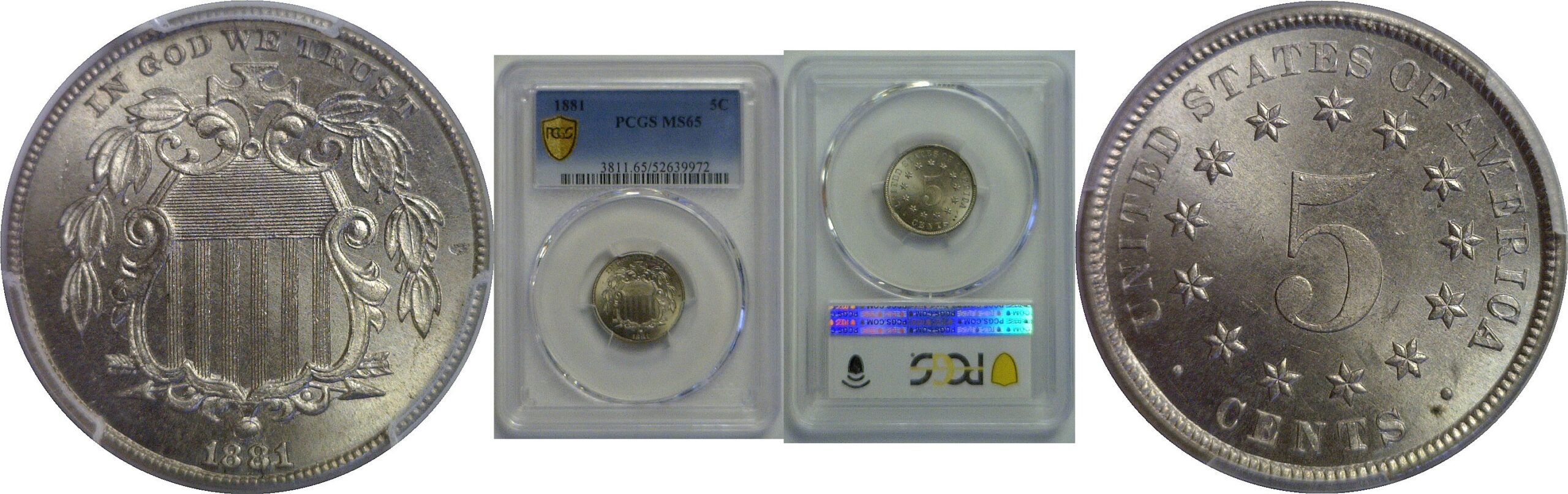 1881 Shield Nickel   PCGS MS-65