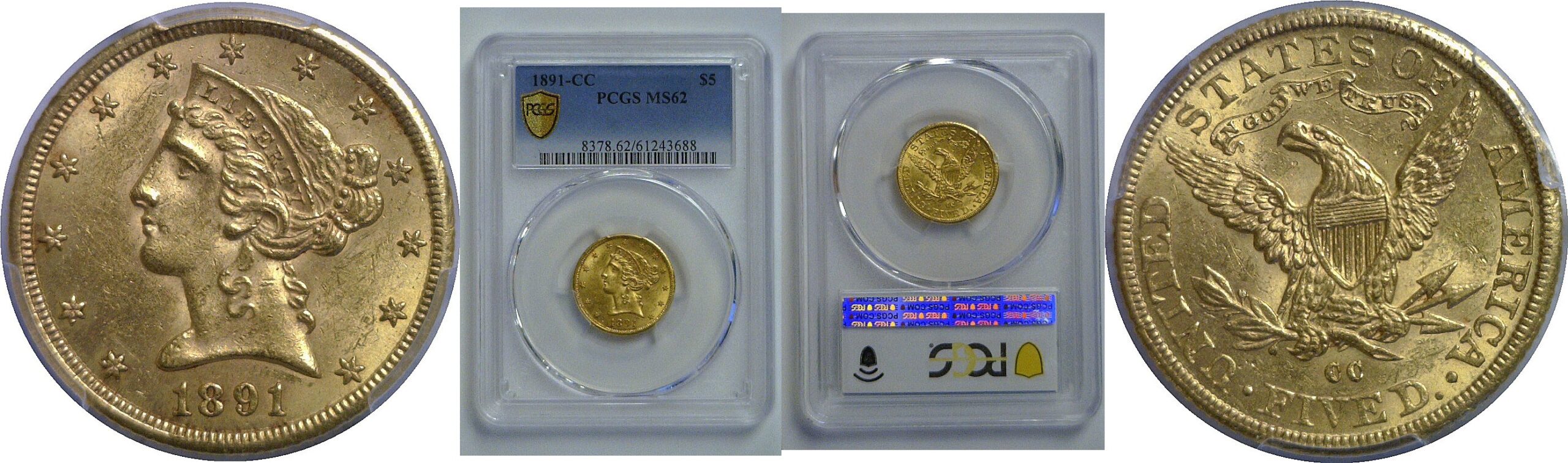 1891-CC $5 Liberty   PCGS MS-62