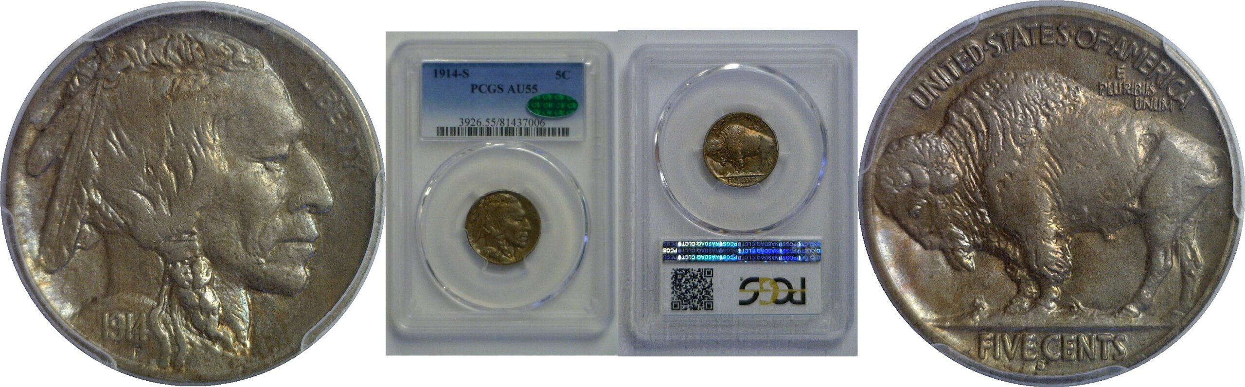 1914-S Buffalo Nickel    PCGS AU-55  CAC