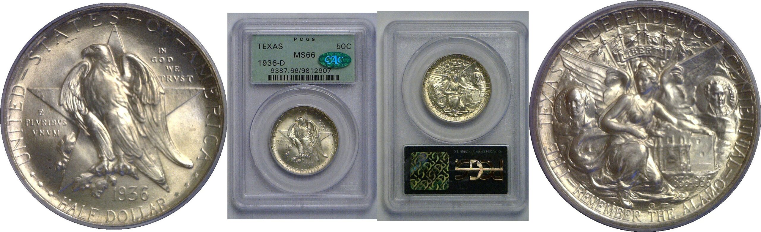 1936-D Texas Commemorative Half Dollar   PCGS MS-66  CAC