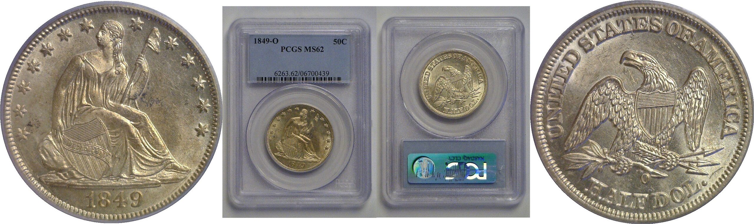 1849-O Seated Liberty Half Dollar    PCGS MS-62