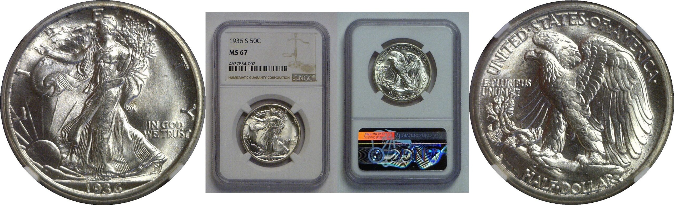 1936-S Walking Liberty Half Dollar    NGC MS-67