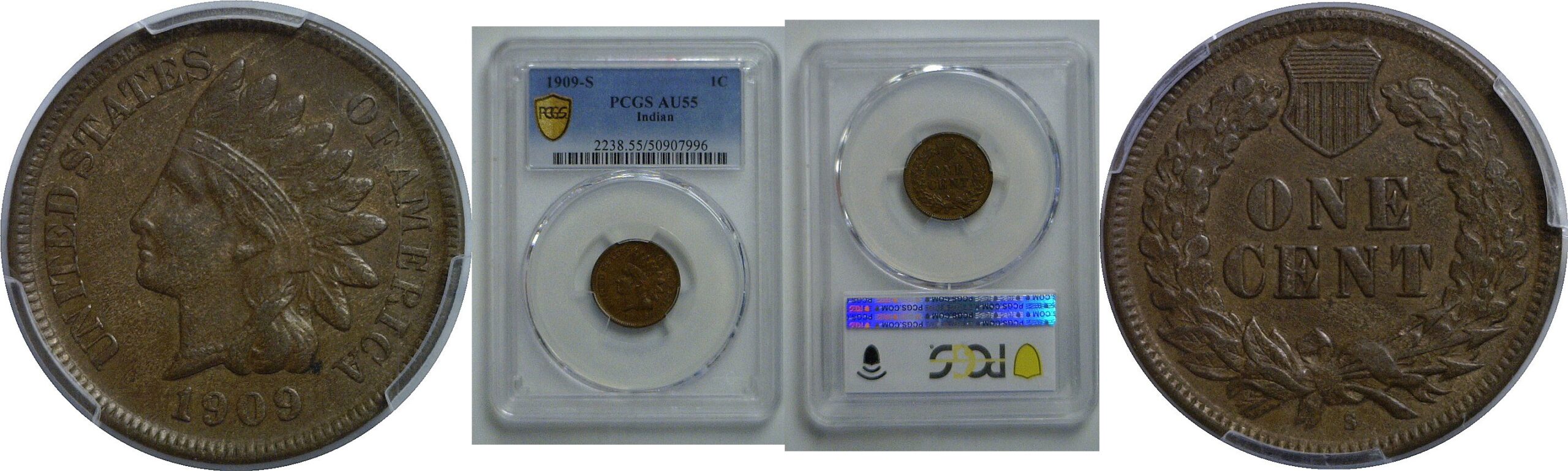 1909-S Indian Head Cent    PCGS AU-55