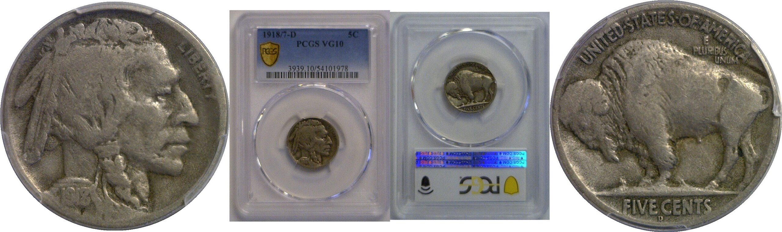 1918/7-D Buffalo Nickel   PCGS VG-10