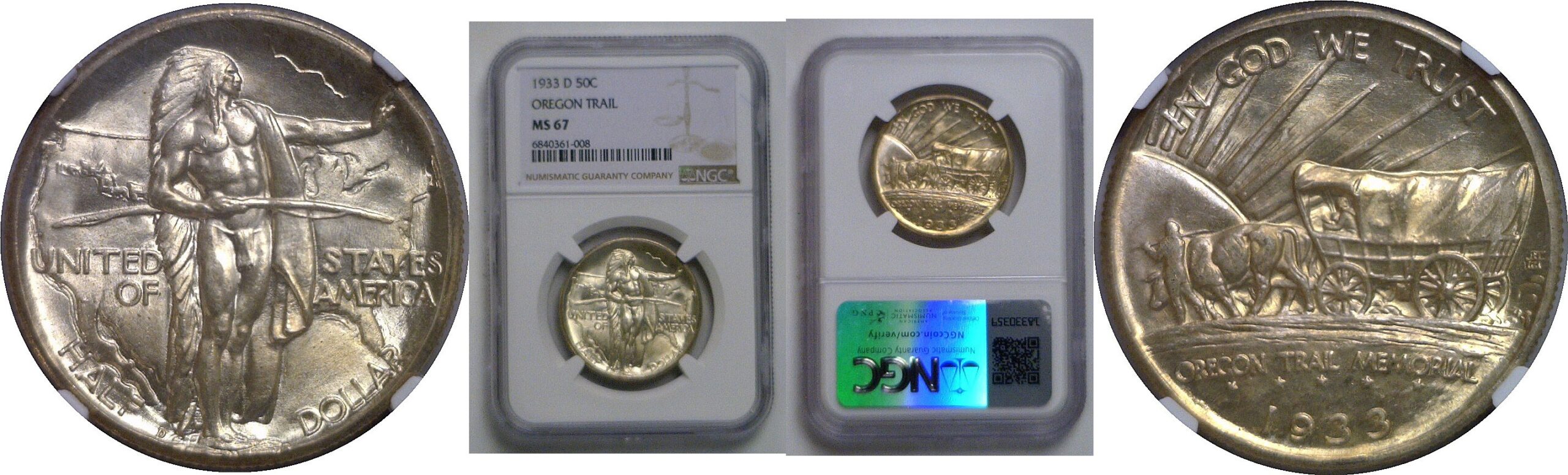 1933-D Oregon Trail  Commemorative Half Dollar    NGC MS-67