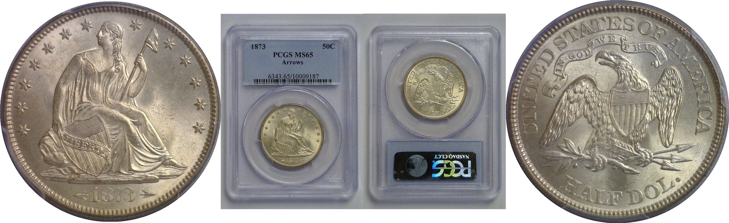1873  Seated Liberty Half Dollar  PCGS MS-65