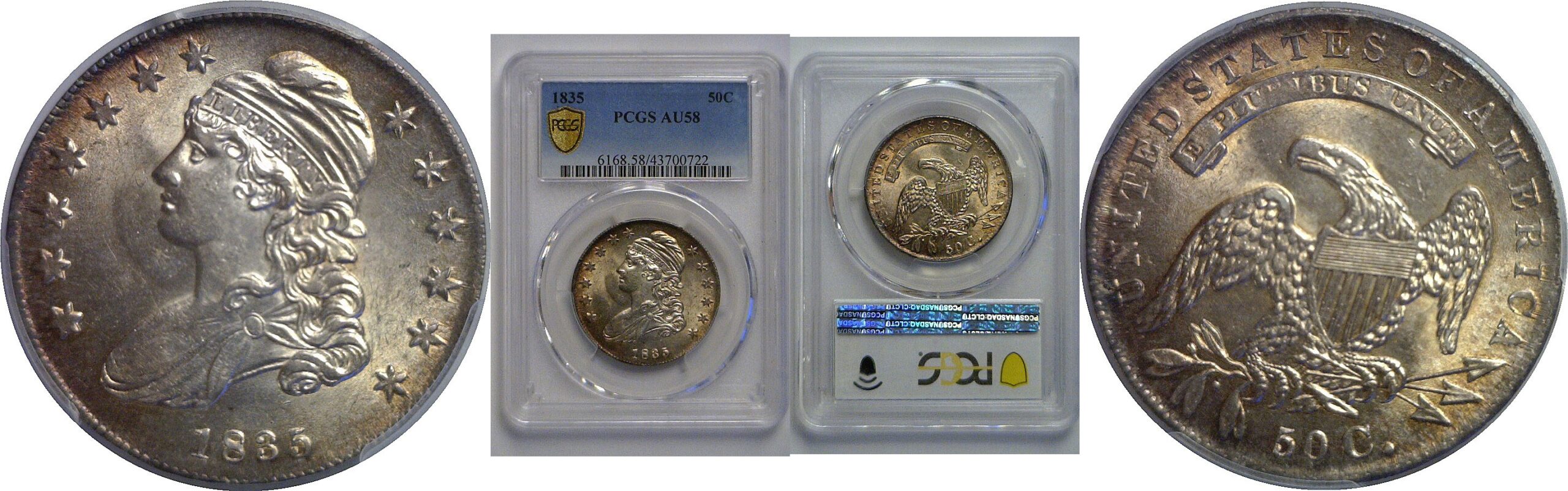 1835 Bust Half Dollar   PCGS AU-58