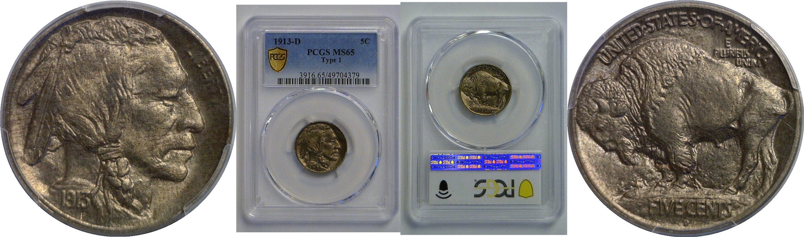 1913-D T-1  Buffalo Nickel   PCGS MS-65