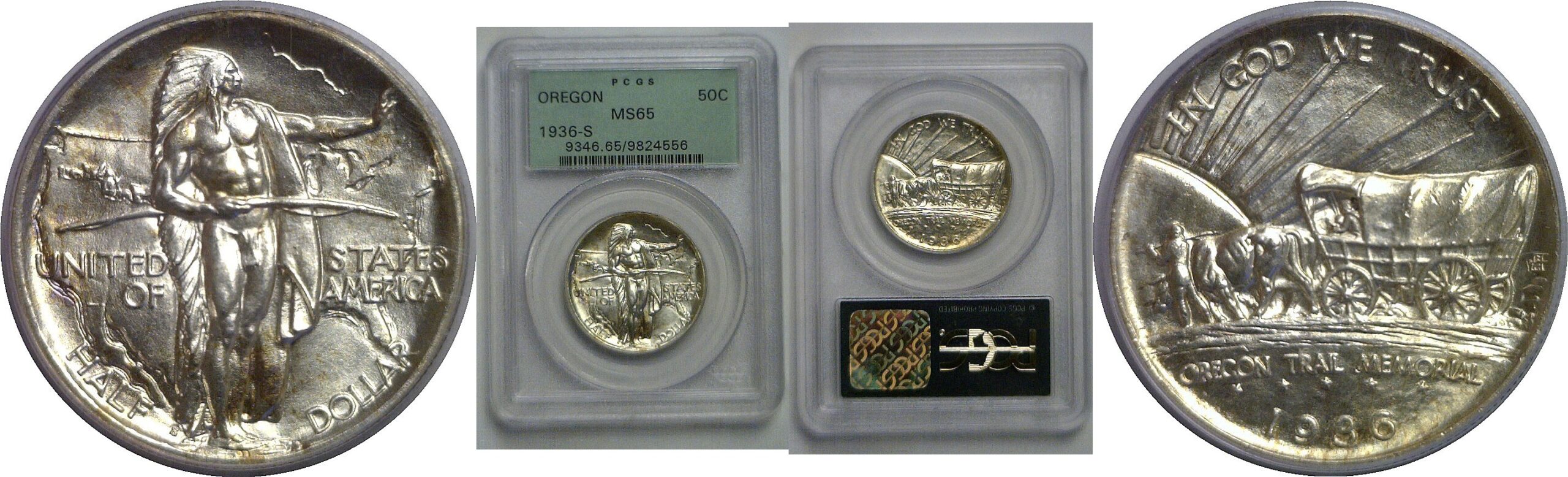 1936-S Oregon Trail Commemorative Half Dollar    PCGS MS-65
