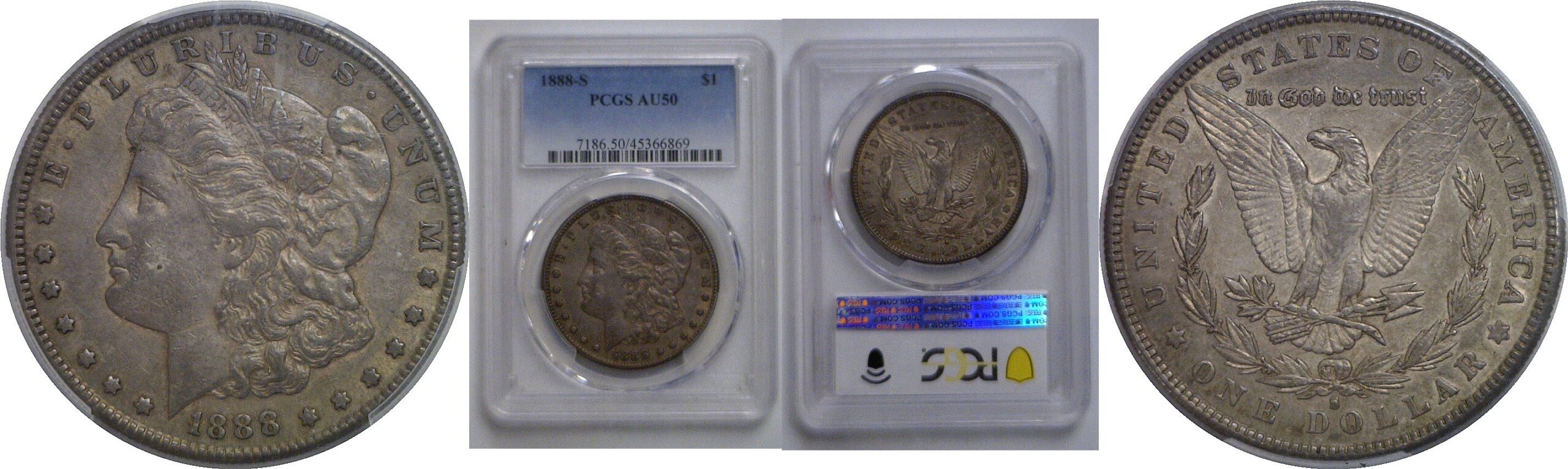 1888-S Morgan Dollar  PCGS AU-50