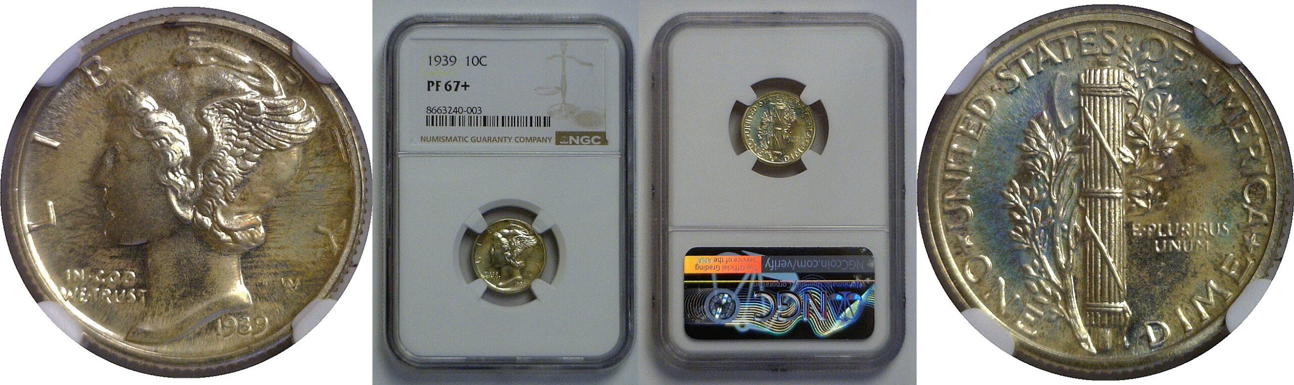 1939 Mercury Dime   NGC PF-67+