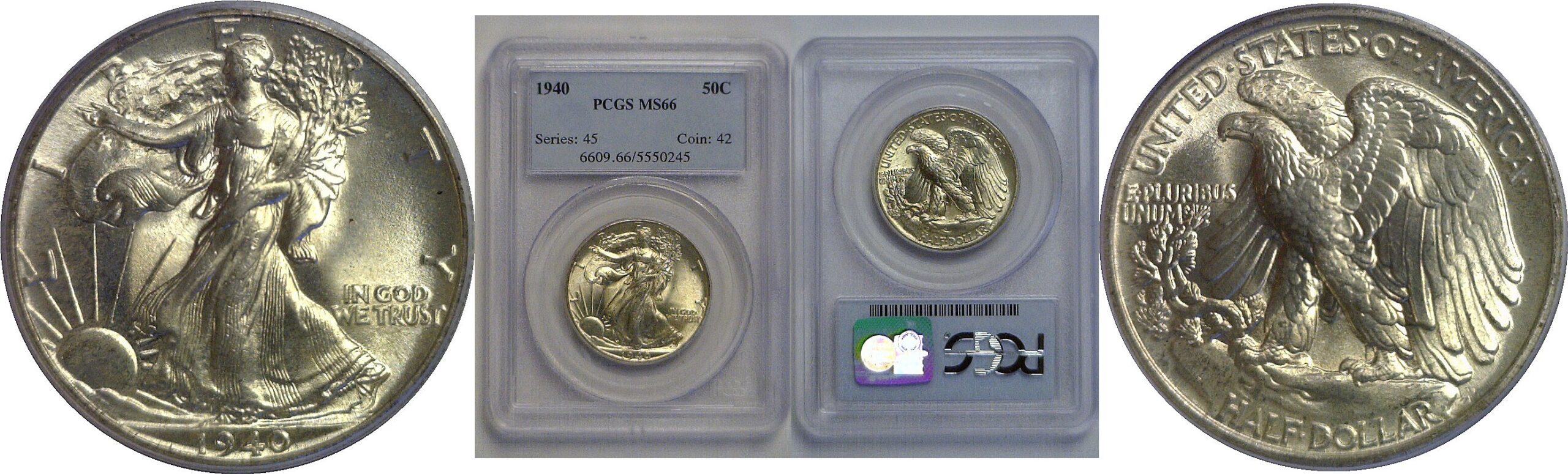 1940 Walking Liberty Half Dollar    PCGS MS-66