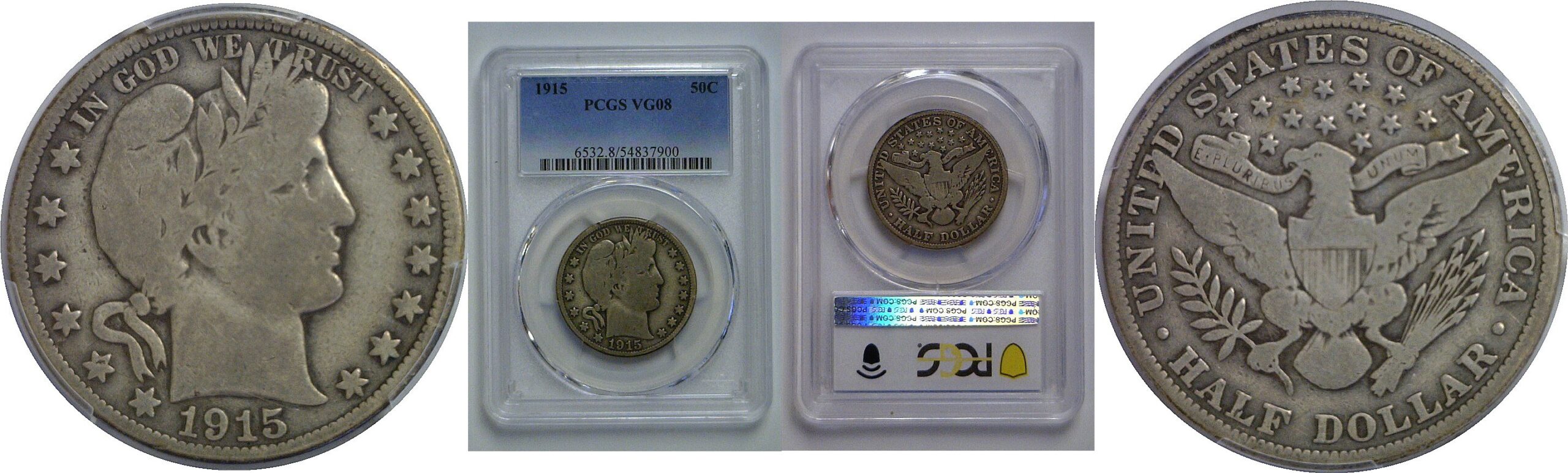1915 Barber Half Dollar   PCGS VG-8