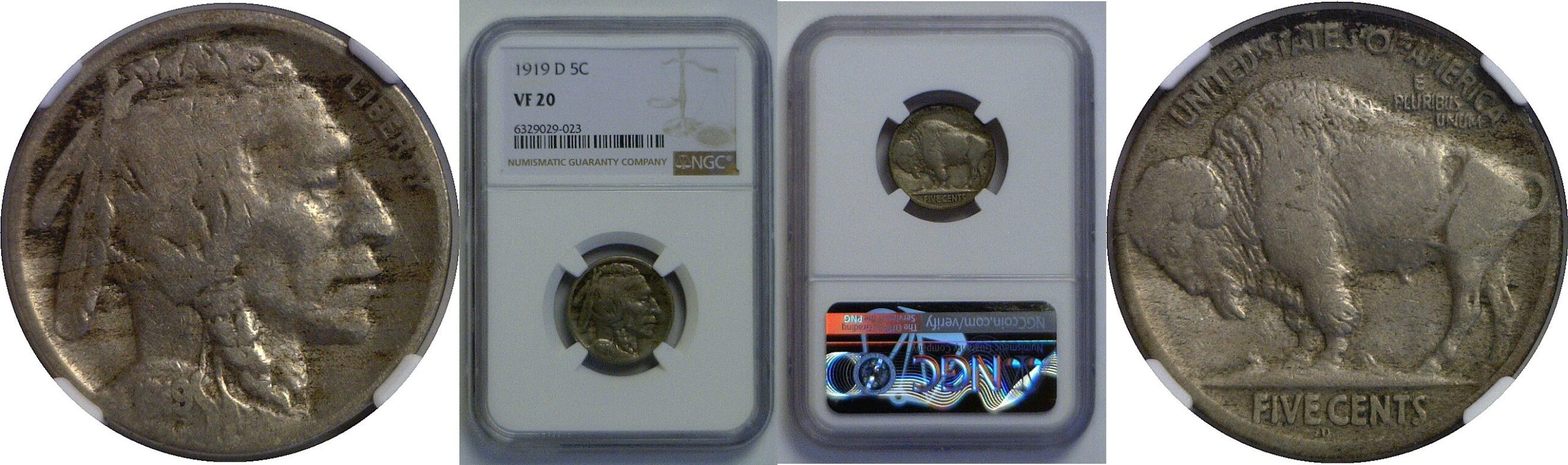 1919-D Buffalo Nickel    NGC VF-20