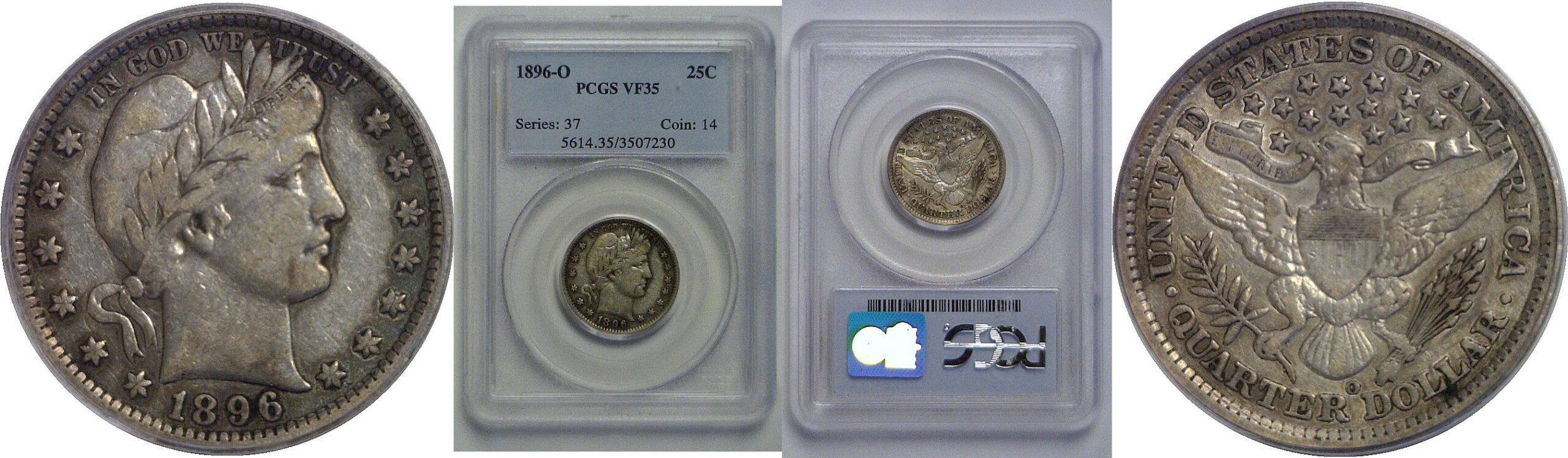 1896-O Barber Quarter   PCGS VF-35