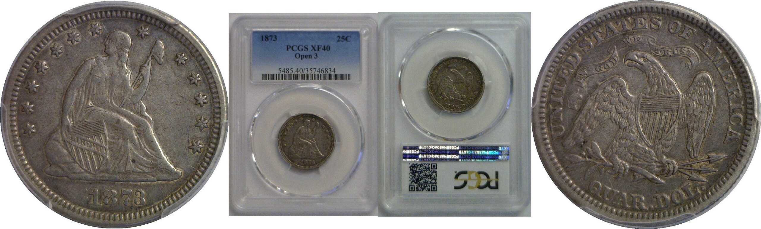 1873 Seated Liberty Quarter   PCGS XF-40