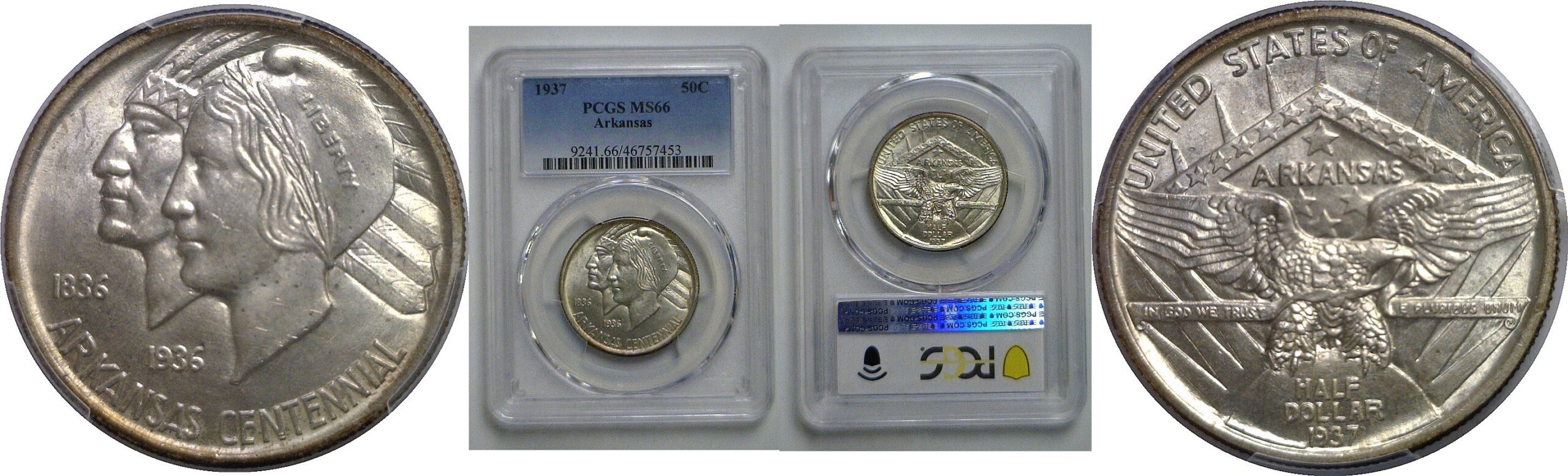 1937 Arkansas Commemorative Half Dollar   PCGS MS-66