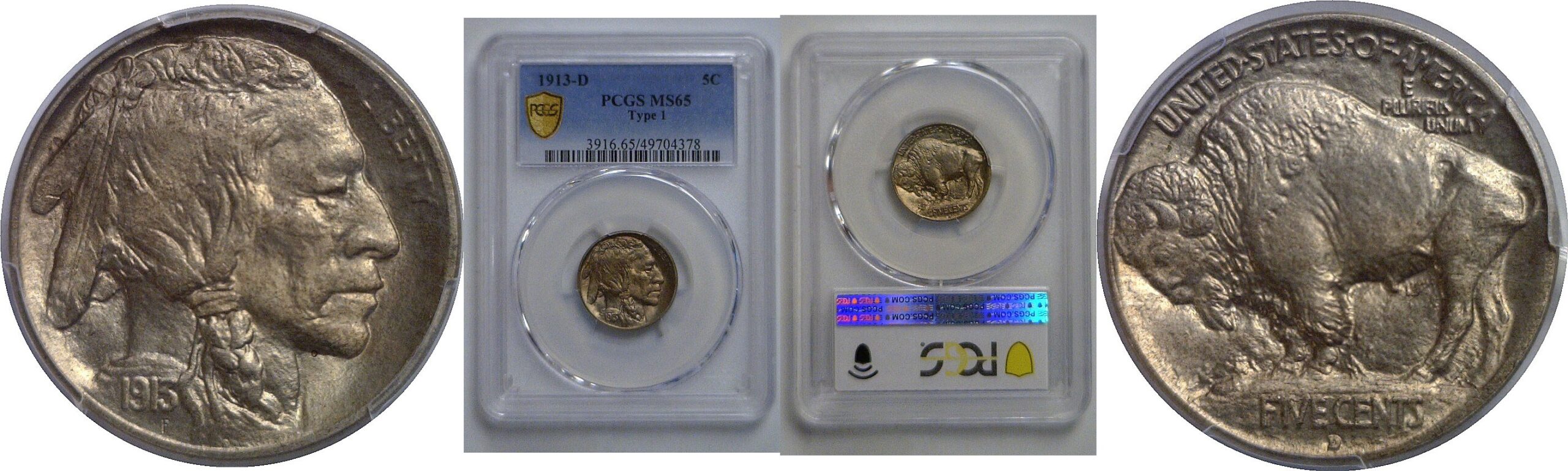 1913-D T-1  Buffalo Nickel   PCGS MS-65