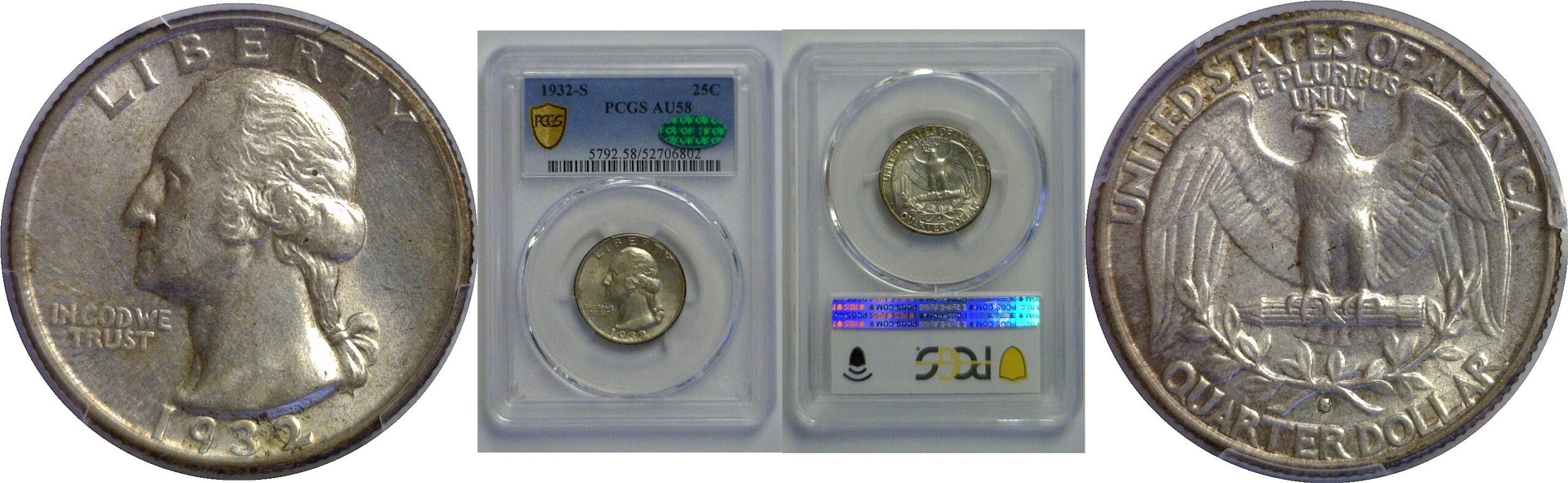 1932-S Washington Quarter    PCGS AU-58  CAC