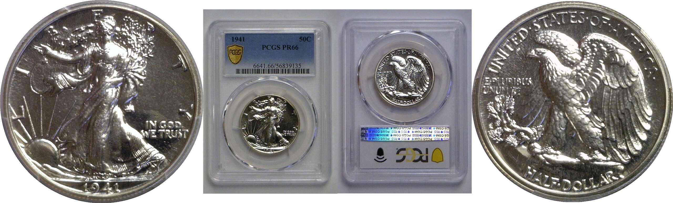 1941 Walking Liberty Half Dollar   PCGS PR-66