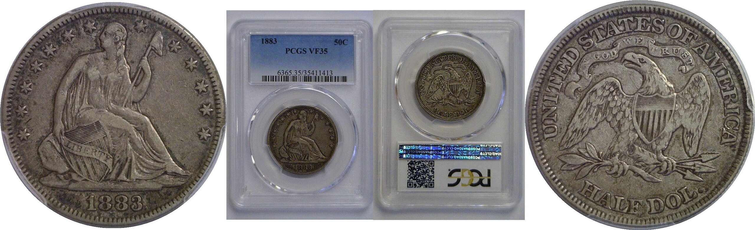 1883 Seated Liberty Half Dollar   PCGS VF-35