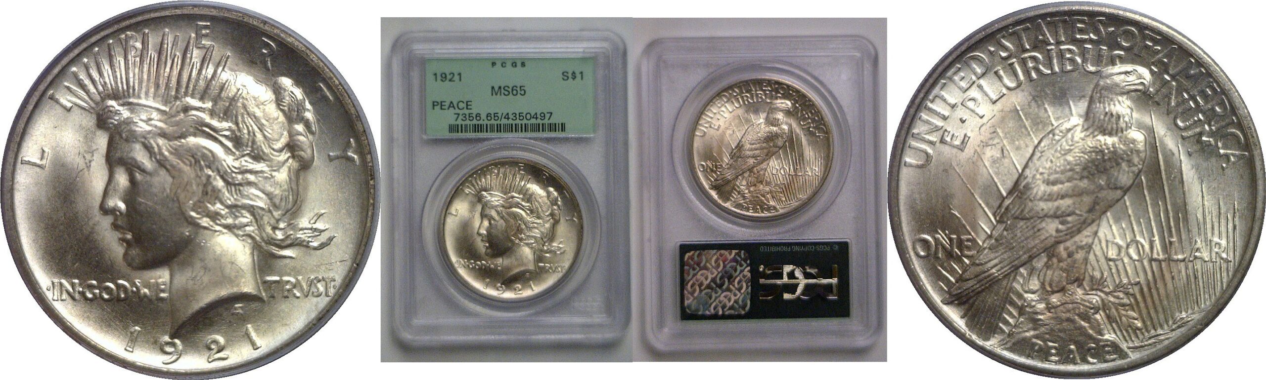 1921 Peace Dollar   PCGS MS-65
