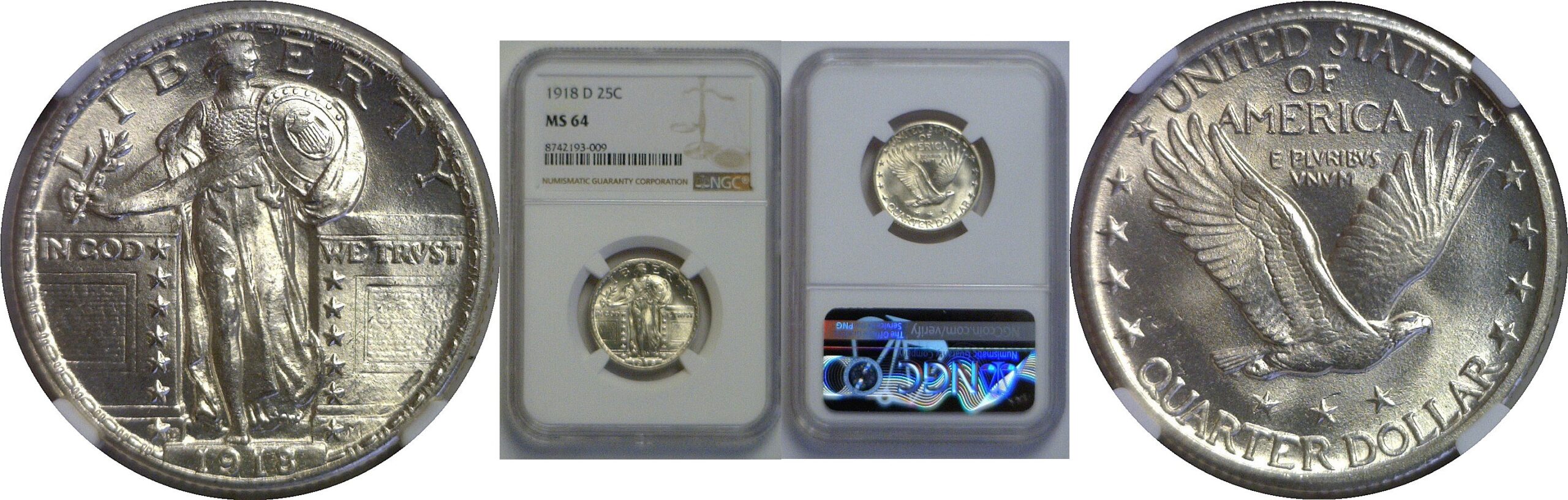 1918-D Standing Liberty Quarter   NGC MS-64