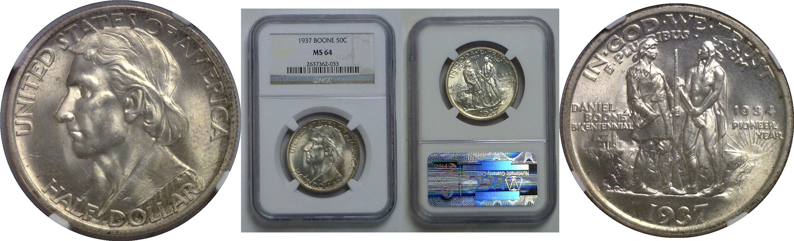 1937 Boone Commemorative Half Dollar   NGC MS-64