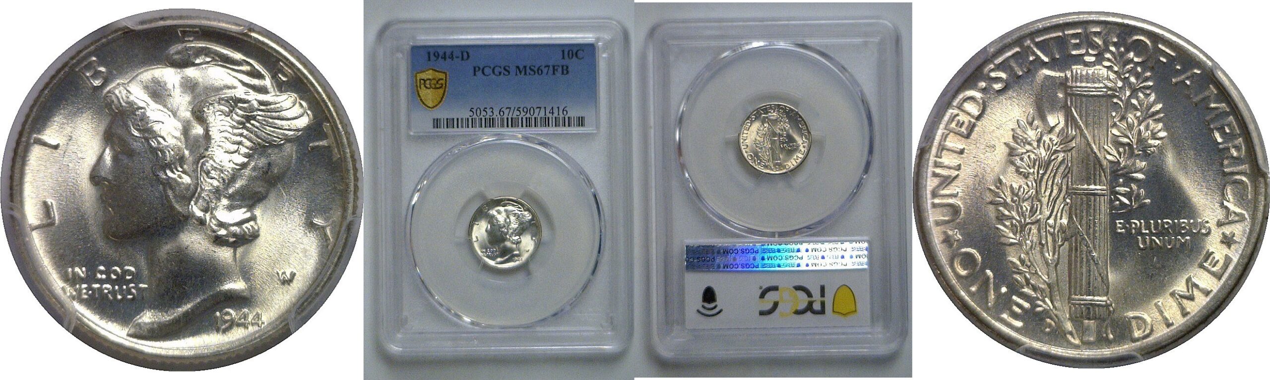 1944-D Mercury Dime   PCGS MS-67 FB