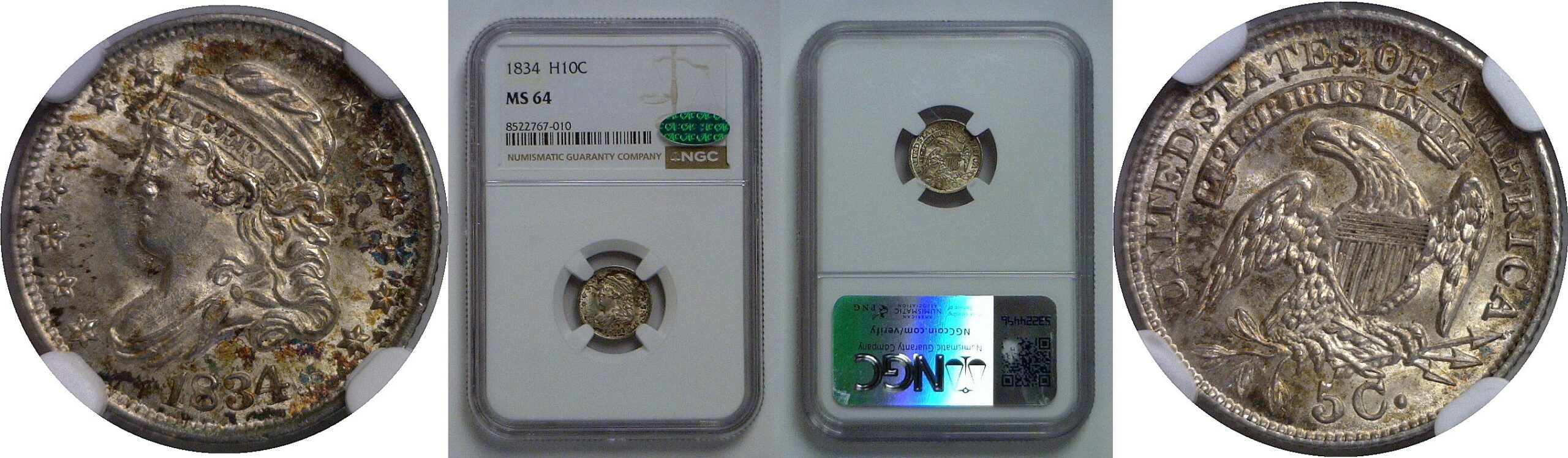 1834 Bust Half Dime    NGC MS-64  CAC