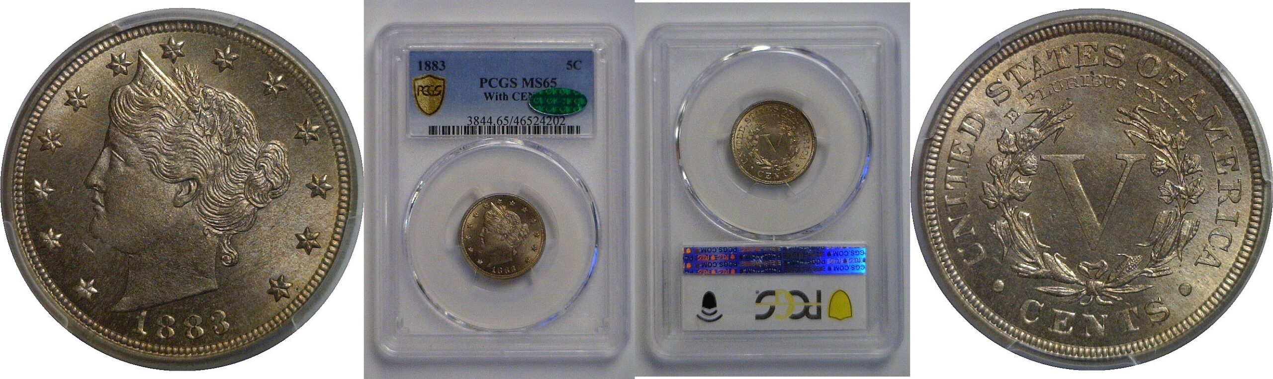 1883 With CENTS   Liberty Nickel   PCGS MS-65  CAC
