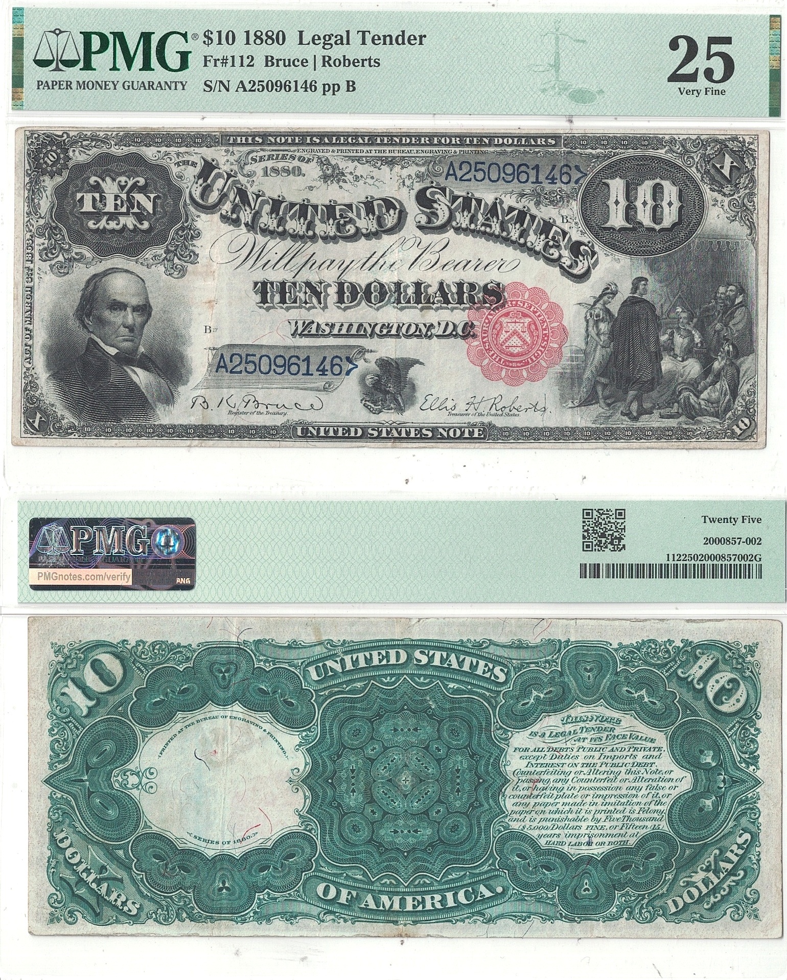 1880 $10 Legal Tender Note Fr-112 PMG VF-25