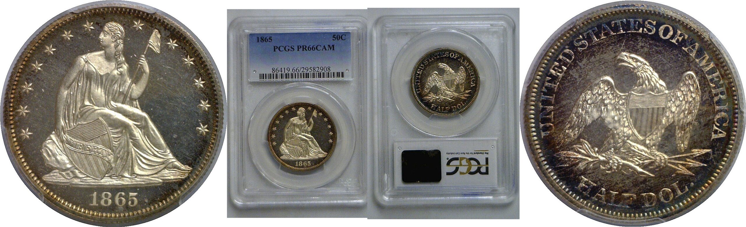 1865  Seated Liberty Half Dollar   PCGS PR-66 CAM
