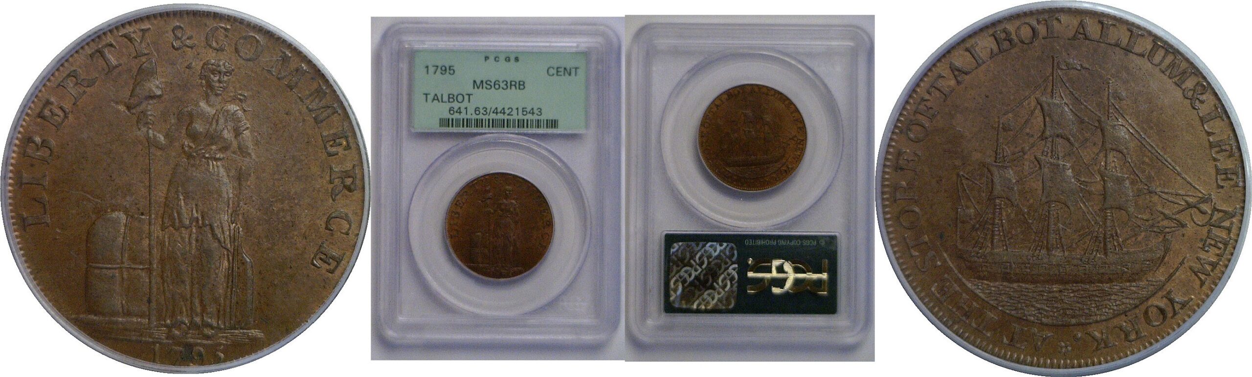 1795 Talbot, Allum & Lee Cent   PCGS MS-63 RB