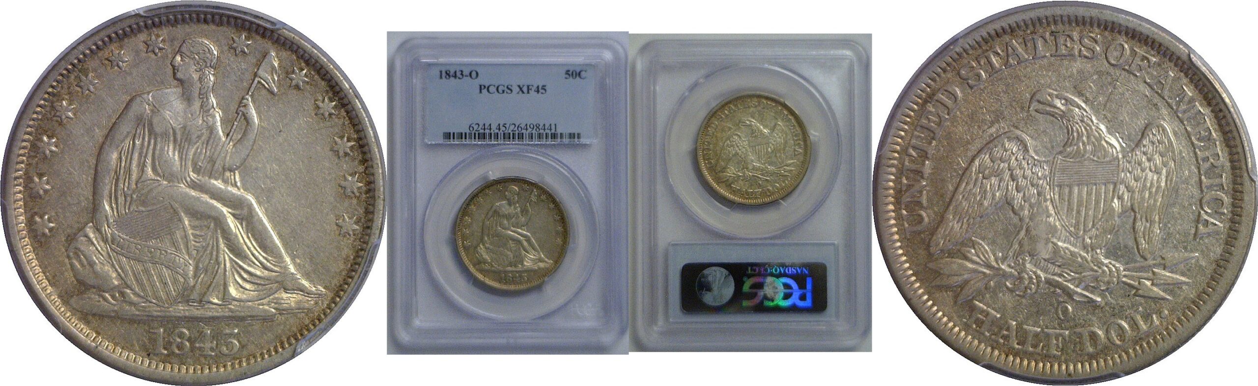 1843-O Seated Liberty Half Dollar   PCGS XF-45