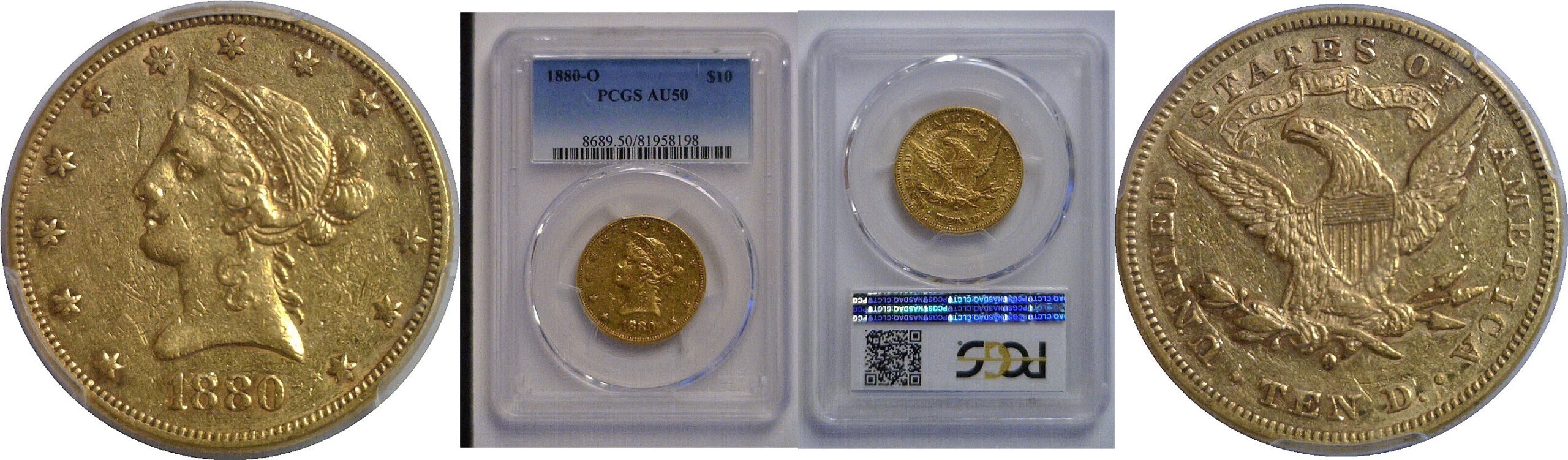 1880-O $10 Liberty   PCGS AU-50