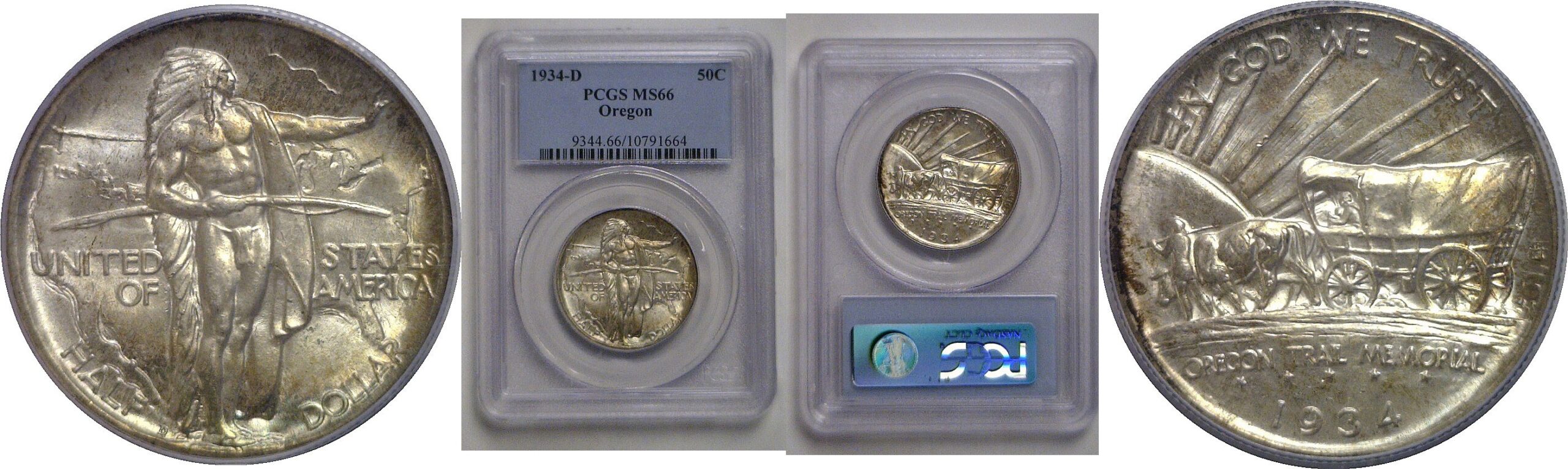 1934-D Oregon Trail Commemorative Half Dollar    PCGS MS-66