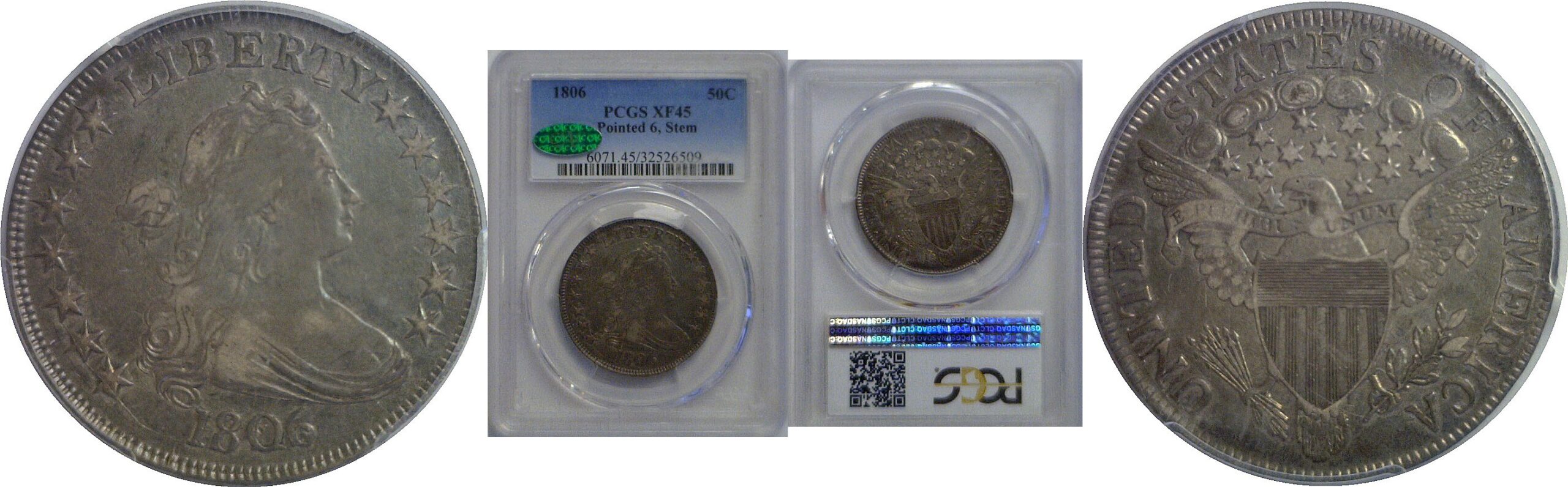 1806 Bust Half Dollar    PCGS XF-45   CAC