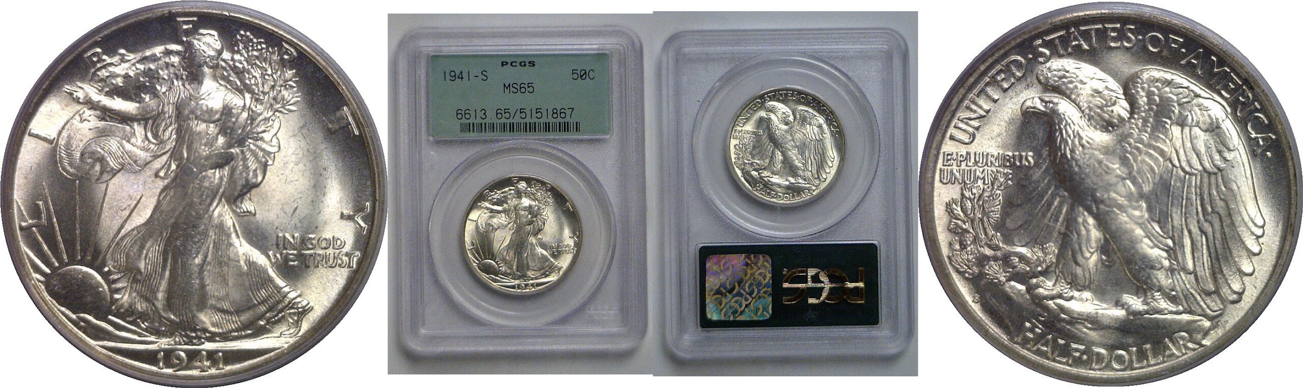 1941-S Walking Liberty Half Dollar    PCGS MS-65