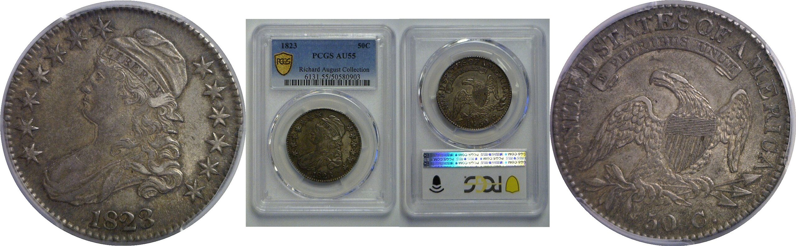 1823 Bust Half Dollar   PCGS AU-55