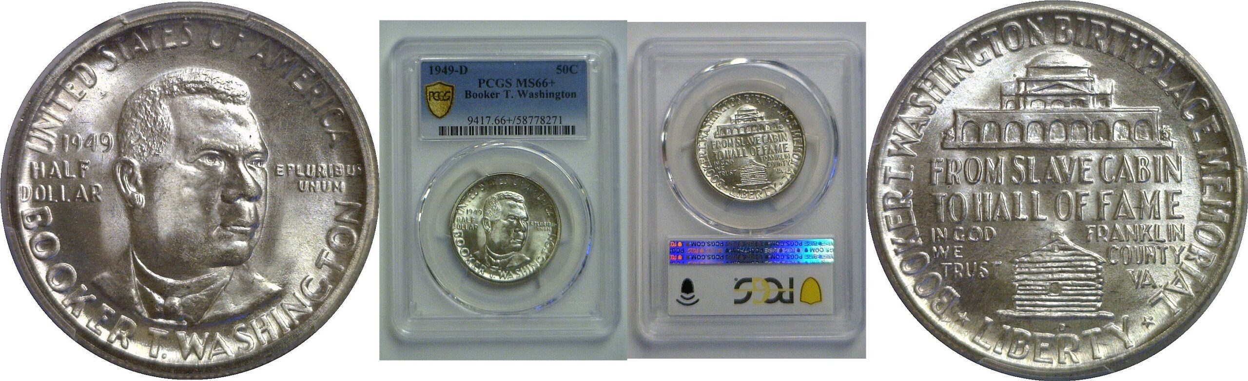 1949-D Booker T. Washington Commemorative Half Dollar   PCGS MS-66+