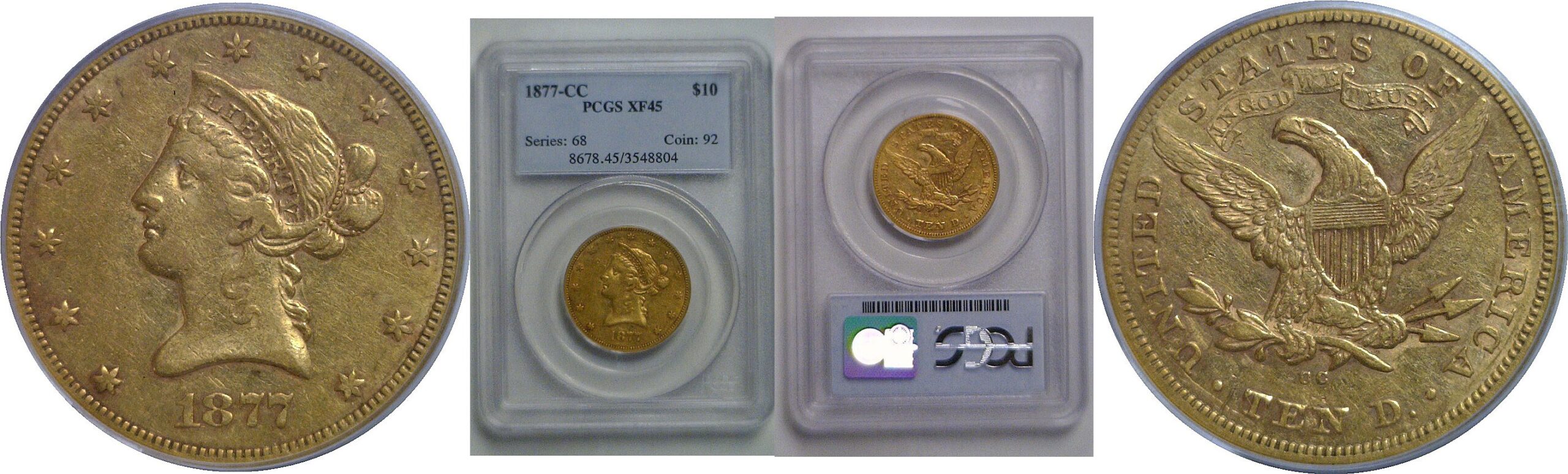 1877-CC $10 Liberty    PCGS XF-45