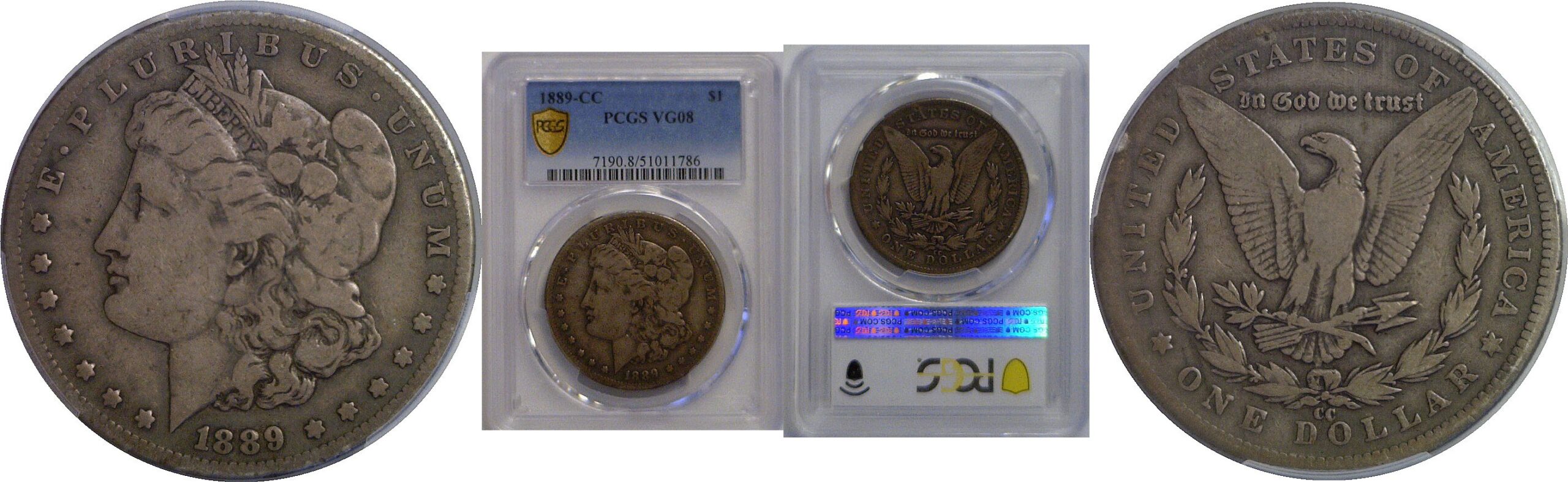 1889-CC Morgan Dollar    PCGS VG-8
