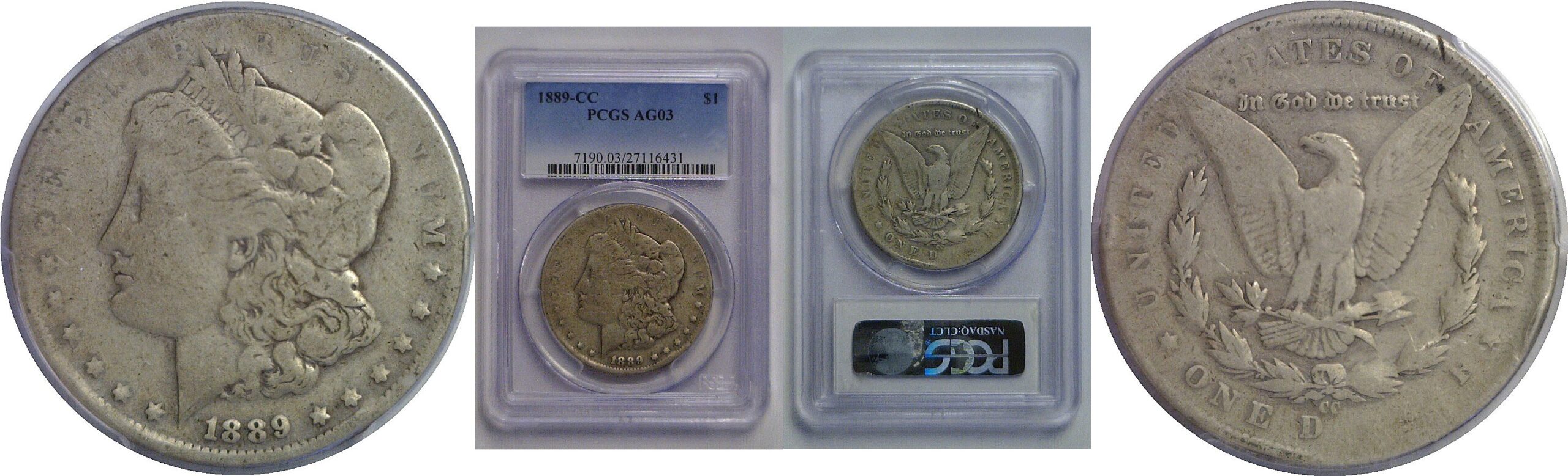 1889-CC Morgan Dollar   PCGS AG-3