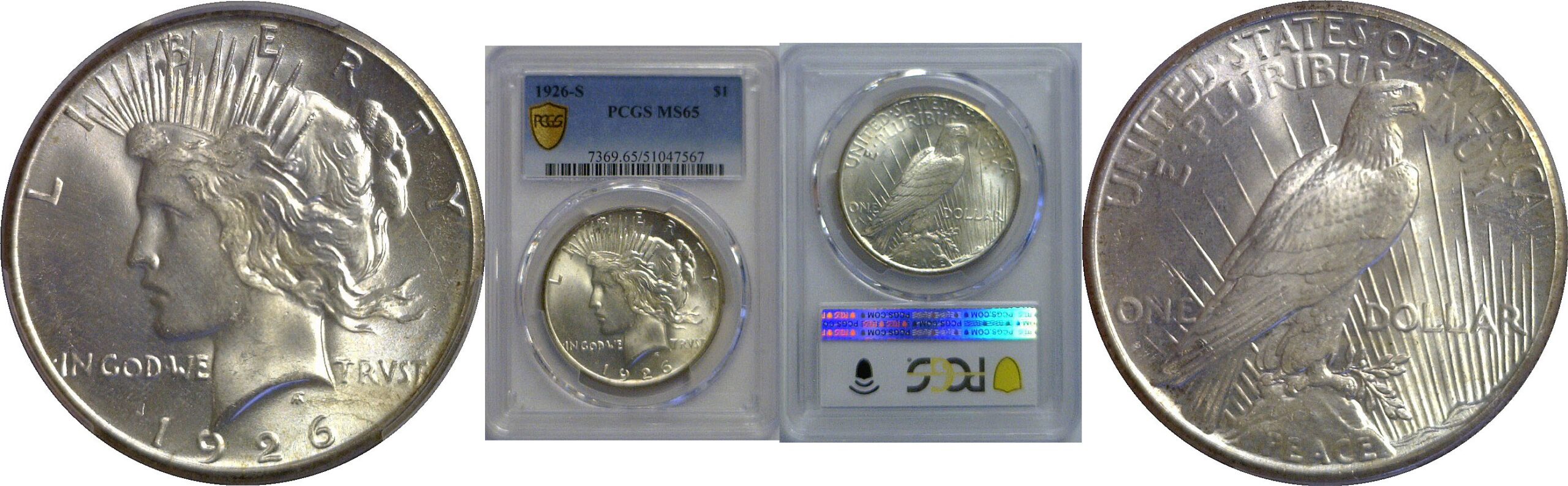 1926-S Peace Dollar    PCGS MS-65