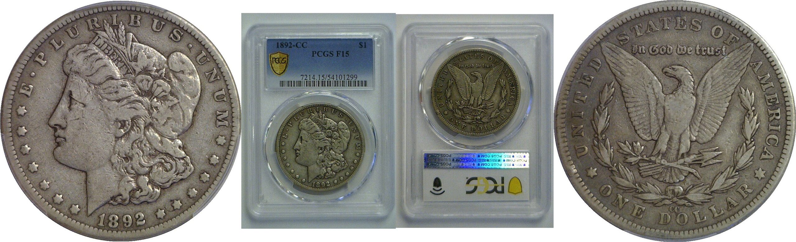 1892-CC Morgan Dollar   PCGS F-15