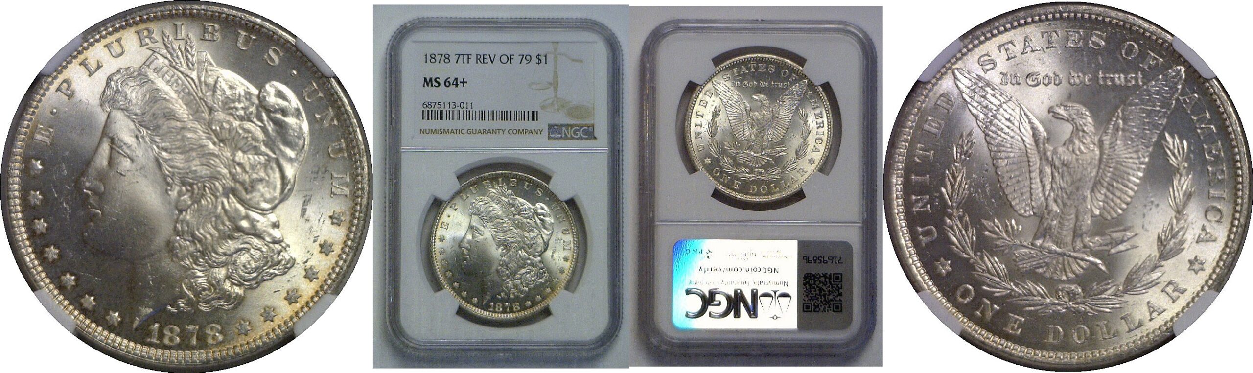 1878-7TF Rev of '79   Morgan Dollar    NGC MS-64+