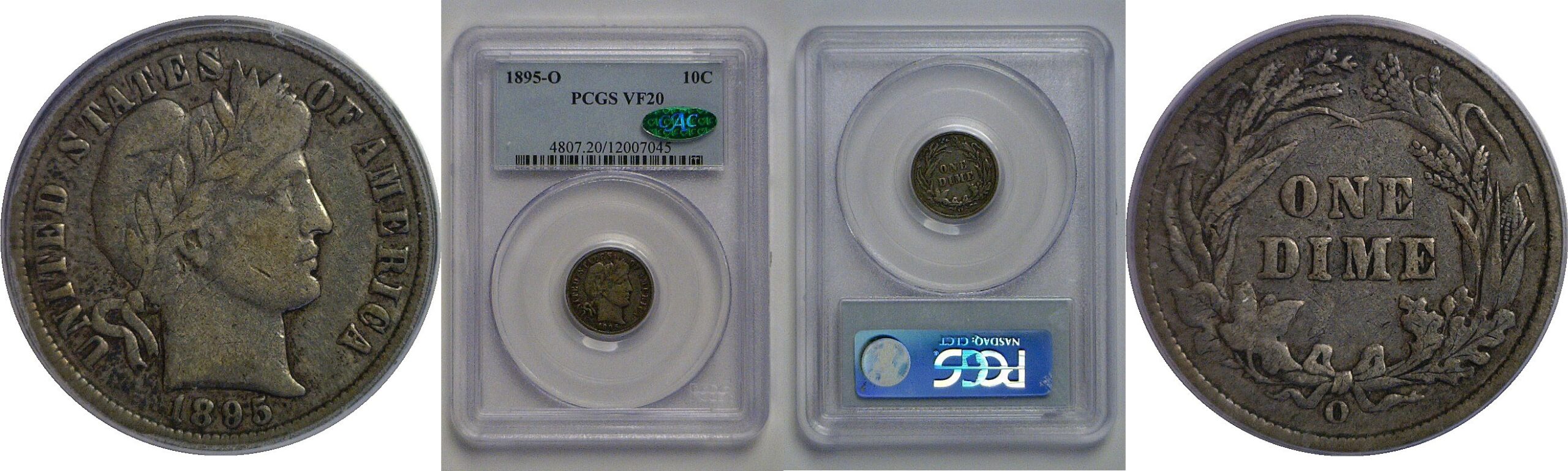 1895-O Barber Dime   PCGS VF-20  CAC